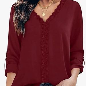 NWT….V-Neck, Lace detailed top